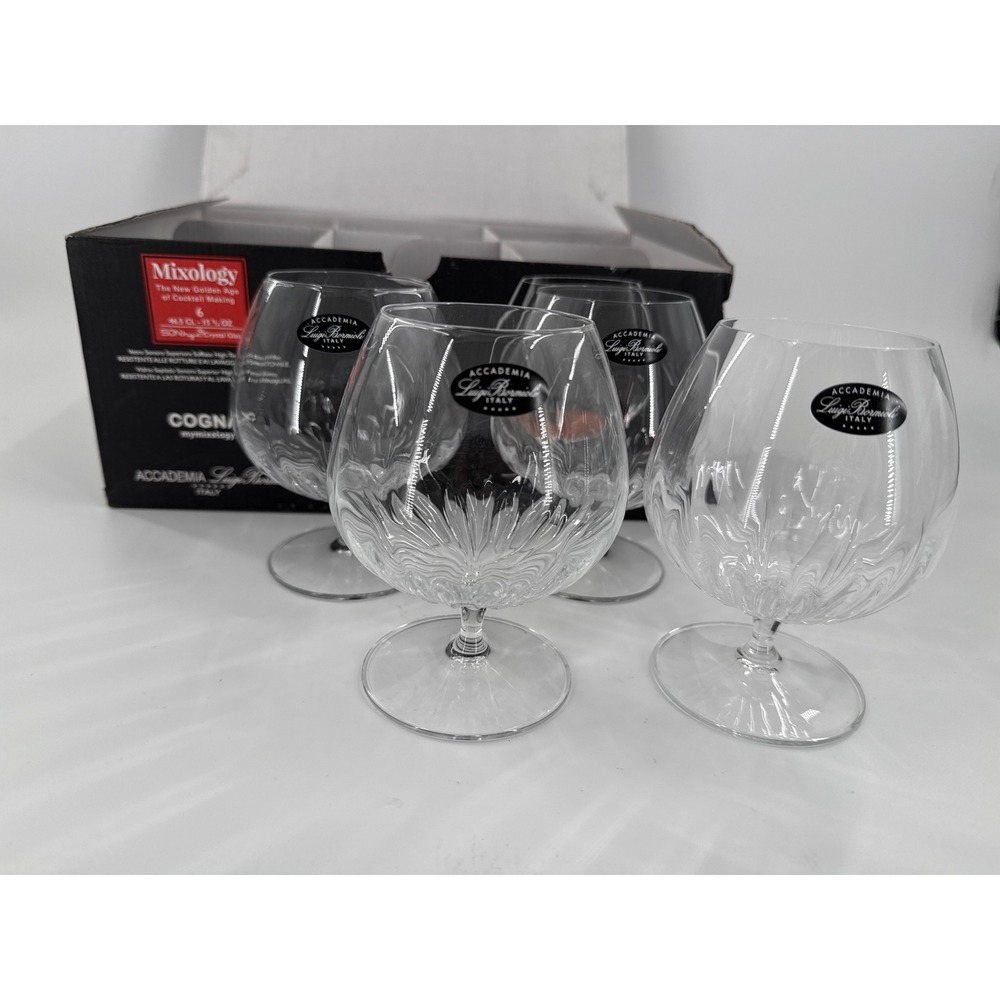 Luigi Bormioli Cognac Glasses Clear Mixology Accademia Snifters Set 4